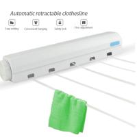Wall Mounted Clothes Line Retractable Laundry Hanger Indoor Outdoor Clothes Drying Rack Retractable Clothesline Laundry Rope