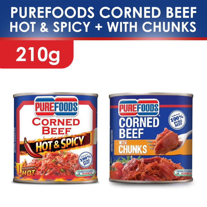 Purefoods Corned Beef Hot & Spicy (210g) + Purefoods Corned Beef w ...