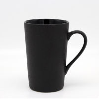 MUZITY Ceramic Coffee Cup Set Black Frost Porcelain Tea Cup and Saucer with Stainless Steel 304 Spoon Ceramic Coffee Mug