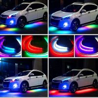 Car Flexible Underglow Strip Light 4pcs Auto Decorative Ambient Decorative Atmosphere Lamp Remote APP Control RGB LED For Car