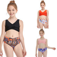 Floral Print Girl Swimsuit Kids Swimwear 5-12 Years Girl Bikini Set Two Piece Child Swimwear Young Girls Bathing Suit Beachwear