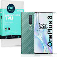 OnePlus 8  by Ibywind ฟิล์มกันรอยขีดข่วนTPU แบบใส สำหรับ , [2 ชิ้น], [ฟิล์มกระจกกันรอยเลนส์กล้อง],[ฟิล์มกันรอยคาร์บอนไฟเบอร์ด้านหลัง],[จอแสดงผลสนับสนุนลายนิ้วมือ], [ฟองฟรี]