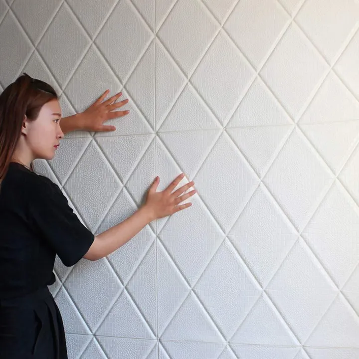 70*70cm diamond cut 3D white Wall Panel Crocodile Print PE Foam  Self-Adhesive Self-Adhesive Wall Panels Waterproof PE Foam ,Thickened Peel  and Stick Tile backsplash Sound-Proof and Water-Proof | Lazada PH