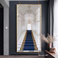 Vintage Stair Hallway Pictures Canvas Painting European Architecture Posters Prints Wall Art for Porch Gallery Wall Decor Quadro