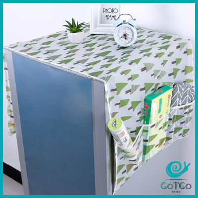 GotGo ผ้าคลุมตู้เย็น ในครัวเรือน ผ้ากันฝุ่ นและถุงเก็บ ของเครื่องซักผ้าผ้ าขนหนูฝ าเตาอบไม Refrigerator Cover with Pocket มีสินค้าพร้อมส่ง