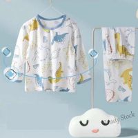 【Ready Stock】 ¤☸✷ C22 [ML] Ready Stock 73-160CM New Style Childrens Home Clothes Boneless Baby Pajamas Long-Sleeved Suit Summer Thin Girls Air Conditioning Boy Pure Cotton