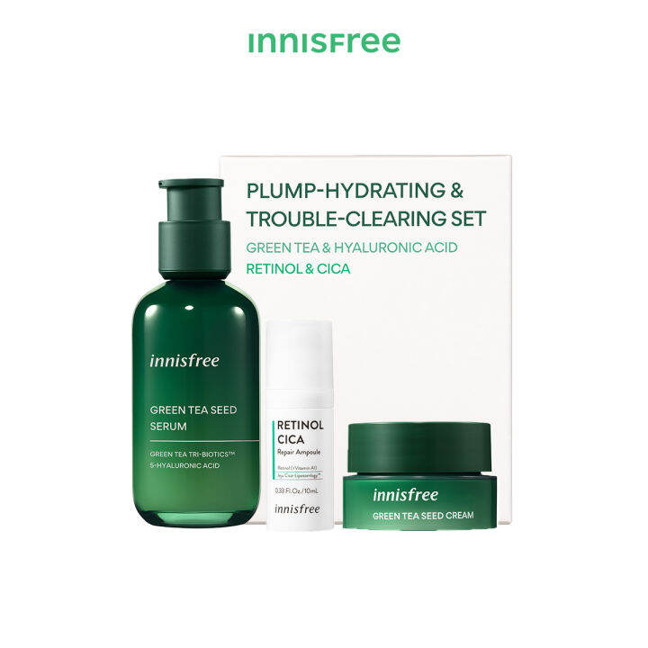 INNISFREE PlumpHydrating & Trouble Clearing Set (Green Tea Seed Serum