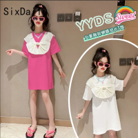 SixDaily ชุดเสื้อยืดแขนสั้นผ้าฝ้ายสำหรับเด็กผู้หญิง120-170 D0479