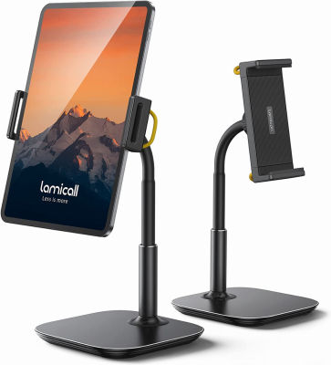 Lamicall Tablet Stand Holder, Gooseneck Tablet Mount - 2.5lb Heavy Duty Base Adjustable Desktop Stand with 360 Degree Rotating for 4.7-12.9" Tablet, iPad Pro Air Mini, Fire, Kindle, Galaxy Tabs, Black