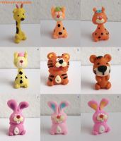 ตุ๊กตาสัตว์น่ารักปั้นจากดินสำหรับทุกวัย #4 - Giraffe, Tiger, Rabbit