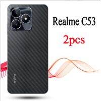 2ชิ้น OPPO Realme C53 C55 C35 C30 C30S C12 C20 C31รูปแบบคาร์บอนไฟเบอร์สติกเกอร์ด้านหลังฟิล์มด้านหลังด้านฟิล์มป้องกันนุ่มโปร่งแสง