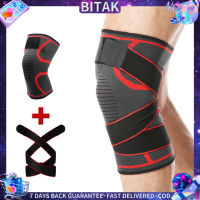 Bitak 1PCS กีฬา Kneepad ผู้ชายดันผ้าพันแผลยืดหยุ่นรองเข่าสนับสนุนฟิตเนสเกียร์บาสเกตบอลวอลเลย์บอลรั้ง Protector