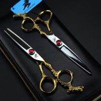 6.0-inch gold-tailed dragon handle hairdressing scissors, hairdressing scissors, flat-cutting, tooth-cutting, thinning shears