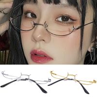 Fashion Glasses Frame Half Frame Without Lens Girl Chic Harajuku Cosplay Party Decoration Glasses Metal Photography Glasses