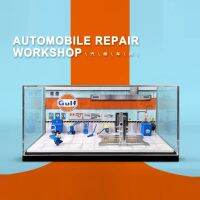 Moreart 1: 64 Gulf/Advan Vehicle Repair Workshop Scenario Assembly Scene Model Paired With A Car Model Display Stand