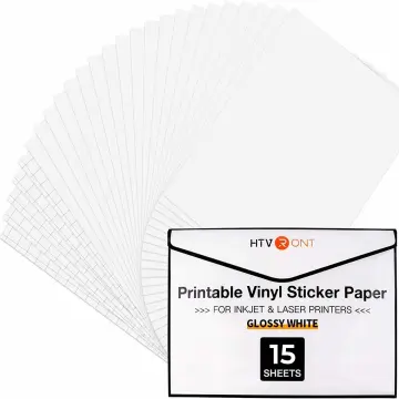HTVRONT 10 Sheets Matte Glossy A4 Printable Vinyl Sticker Paper 8.5x11in  Self-adhesive Copy Paper for Inkjet Laser Printer DIY