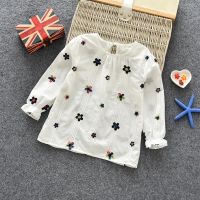 Casual Girls Cute Autumn Spring Floral Cotton Children Clothes Blouse T-shirts