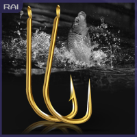 【RAI】 50ชิ้น/ล็อตเคลือบ high Carbon stainless STEEL barbed carp เบ็ดตกปลา fishhook