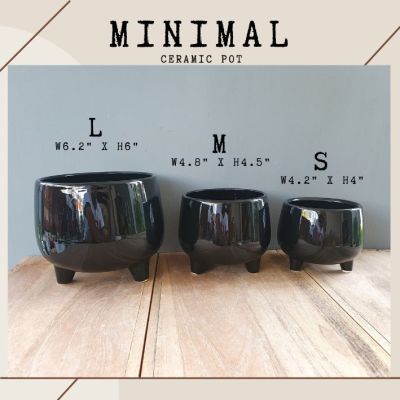 กระถางเซรามิค 3 ขา ทรง Minimal 3 ขนาด