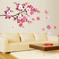 Wholesale Beautiful Sakura Wall Stickers Living-room Bedroom Decorations Diy Flowers Pvc Home Decals Mural Arts Poster Wall Stickers  Decals