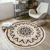 Linen Cotton Round Boho Carpet Rthnic Style Non-slip Rugs Home Living Room Decoration for Bedroom Floor Mat Bohemia Washable Rug