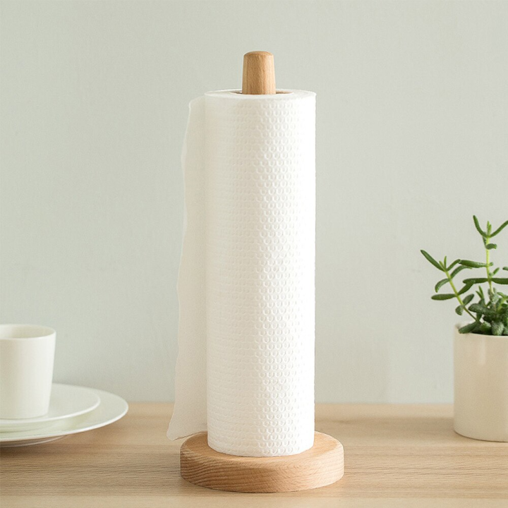 1pc Wooden Vertical Paper Towel Holder For Kitchen