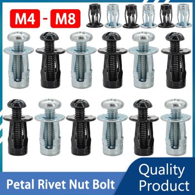 5/10Pcs Molly Jack Nut Fasten Expansion Clamp Petal Rivet Nut Bolt Set M4 M5 M6 M8 License Plate Lock Nuts Screws Carbon Steel Nails Screws Fasteners