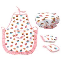 THLA3P 4Pcs Kids Cooking and Baking Set Includes Apron for Little Girls, Chef Hat, for Toddler Dress Up