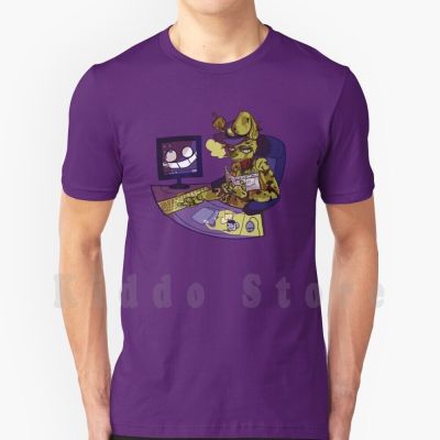 Workin The Night Shift T Shirt Print For Men Cotton New Cool Tee Five Nights At 3 Three Springtrap Spring Trap Purple Guy Man