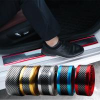 【CW】1M*5CM Car Stickers Anti Scratch Door Sill Protector Rubber Strip Carbon Fiber Car Threshold Protection Bumper Film Sticker