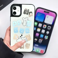 เคสกระจกรูปสุนัขน่ารักตัวหนังสือการ์ตูนสำหรับ iPhone 15 14 13 12 11 Pro Max X XR X Max 8 7 6 6S Plus SE 2020