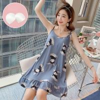 Nightwear Lounge Wear Dress Sleepwear Women Maternity Cartoon Sleeping Home Nightdress Padded Sleeveless Pajamas