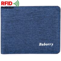 New RFID Blocking Wallets Coin Purse Wallets for Men with Checkbook Holder Card Case Classic Canvas Mens Wallet Money Bag Purses