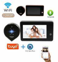 เครื่องดูกล้องตาแมวกริ่งประตูแบบไวไฟ Tuya Smart 1080P ความปลอดภัยในบ้านระบบเสียงสองทางการมองเห็นได้ในเวลากลางคืนกล้องวิดีโอกริ่งประตู FHD 4.3