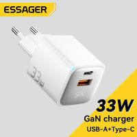 Essager เครื่องชาร์จ33W รองรับ QC3.0ชนิด C PD พอร์ตที่ชาร์จไฟรวดเร็ว USB โทรศัพท์พกพาได้ที่ชาร์จสำหรับไอโฟน14 13 12 Pro ได้สูงสุดสำหรับโทรศัพท์ปลั๊กแบบยุโรป