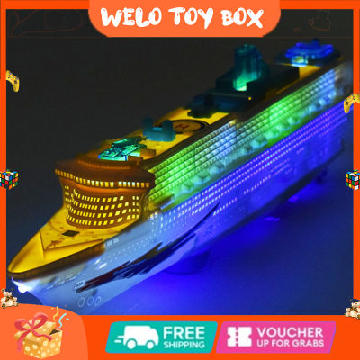 เรือไฟฟ้าสำหรับเป็นของขวัญสำหรับเด็กเรือยอชท์เรือของเล่นอเนกประสงค์พร้อมเอฟเฟกต์ดนตรีเรืองแสง