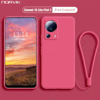 NORVIK Xiaomi เลนส์เคสโทรศัพท์13 Lite/ Cui 2 5G เคสกันกระแทกขอบตรงทึบฝาหลัง TPU แบบนิ่มที่เป็นซิลิโคนเหลวพร้อมสายคล้อง N26-D2