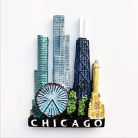 U.S. Chicago Refrigerator Stickers Magnetic Stickers Personality Creative Three-Dimensional Travel Magnetic Suction Magnetic Stickers Suction Iron Stone Magnets 【Refrigerator sticker】☸○