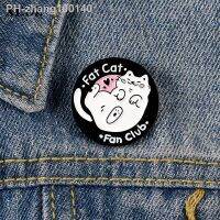 XEDZ cute fat white cat round enamel pin fun animal love logo fan club party lapel custom badge shirt jewelry gift to friends