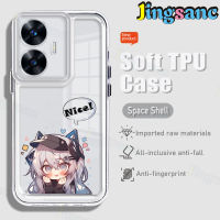 Jingsanc เคสนิ่มสำหรับ Realme C55 NFC C33 C31 C30 C30s C25 C25Y C21 C21Y C20 C35 10 Pro Plus + 10 9 9i 8 8i GT Neo 2T Narzo 30A 50 50i 50A Pro Plus Prime 4 a001-6เคสโทรศัพท์โทรศัพท์เด็กผู้หญิงน่ารักใส5ก. กันตก