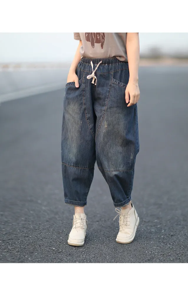 Vintage Patch Designs Loose Jeans Women Chic Embroidery Denim Harem pants  Casual Loose Plus Size 4XL High Waist Jeans Female - AliExpress