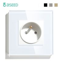 BSEED French Sockets Power Outlet FR Glass Socket 16a เต้ารับติดผนังสําหรับห้องนอนโฮมออฟฟิศเพียงแผงกระจกที่มีสไตล์สีขาว◔