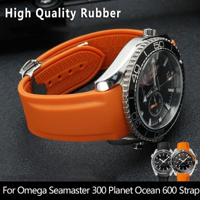 สายนาฬิกาซิลิโคนยางปลายโค้ง20มม. 22มม. สำหรับ Omega สาย300สปีดมาสเตอร์สายนาฬิกาแบรนด์สายนาฬิกาข้อมือสีฟ้าสีดำสีส้ม CarterFa