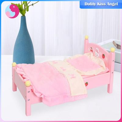 Dolity Tempat Tidur Boneka Bayi เฟอร์นิเจอร์ไม้ห้องนอนสำหรับ1:6ตุ๊กตาฉากการเล่นบทบาท