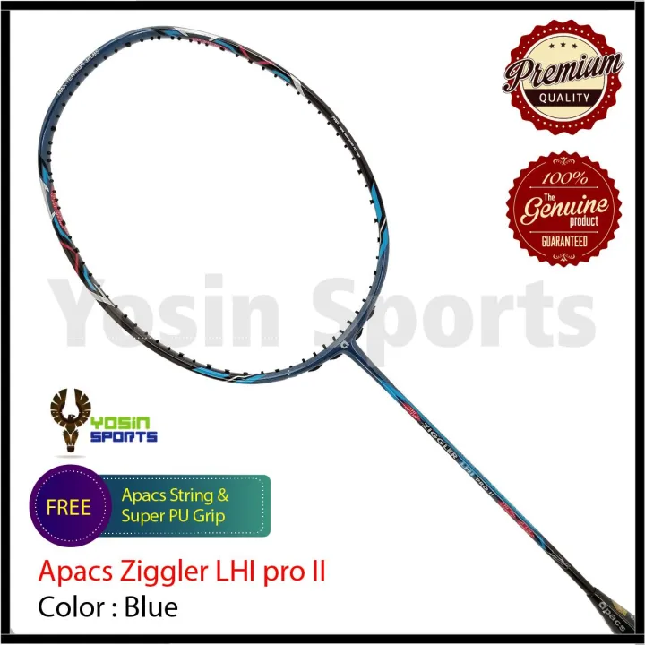 APACS Ziggler LHI Pro II Badminton Racket (Blue) Include String & Grip