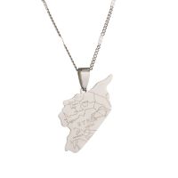 Stainless Steel Trendy Syria Map Flag Pendant Necklaces Fashion Syrians Map Women Jewelry Mobile Accessories