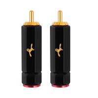 4X YYTCG Pure Copper Gold Plated RCA Plug Self Locking Lotus Terminal Soldering Free Heating Wire DIY Audio Connector