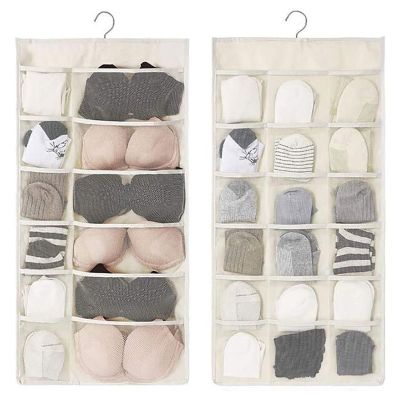 Underwear Storage Hanging Bag Double Sides Closet Bra Socks Hanging Organizers Foldable Home Wardrobe Tie Scarf Storage Bags