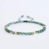 Small Natural Agate Stone Beaded Bracelets Meditation Green Color Healing Balance Hand-woven Thin Bracelet Charm Jewelry Gift Charms and Charm Bracele