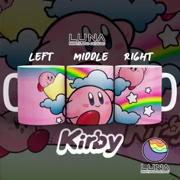 kawaii Kirby Anime Cartoon Mugs with Lid Ceramic Coffee Cup Breakfast Milk  Juice Tea Handle Cup Office Home Birthday Present